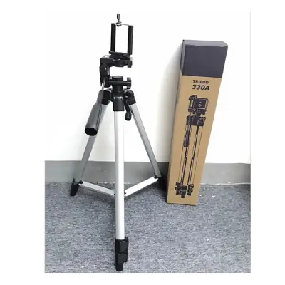 Tripod 330A Professional Camera Tripod With Mobile Holder -Silver